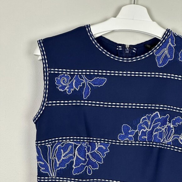 Tadashi Shoji Kitami Embroidered Sleeveless Shift Dress Blue - Picture 4 of 12